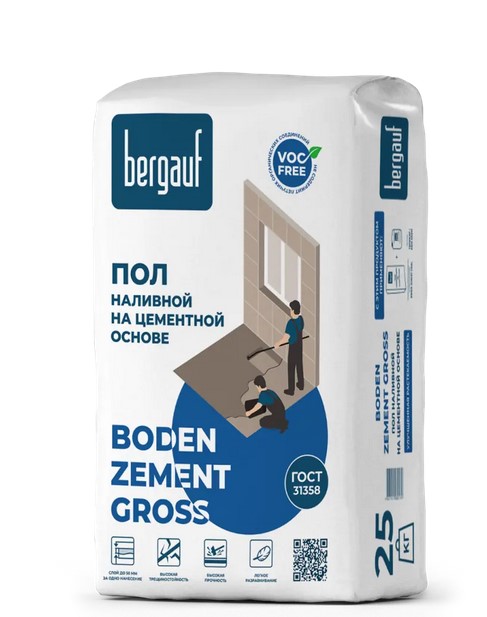 Ровнитель пола Bergauf Boden Zement Gross на цементной основе 25 кг (56шт/пал)