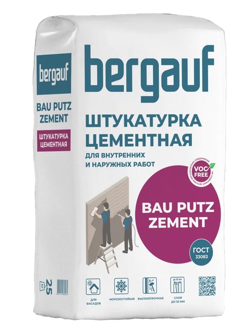 Штукатурка Bergauf Bau Putz Zement, цементная 25кг (56шт/пал)