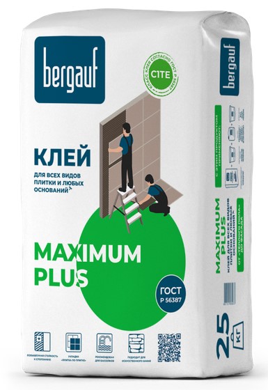 Клей Bergauf Maximum Plus для всех видов плитки и сложных оснований 25 кг (56шт/пал)